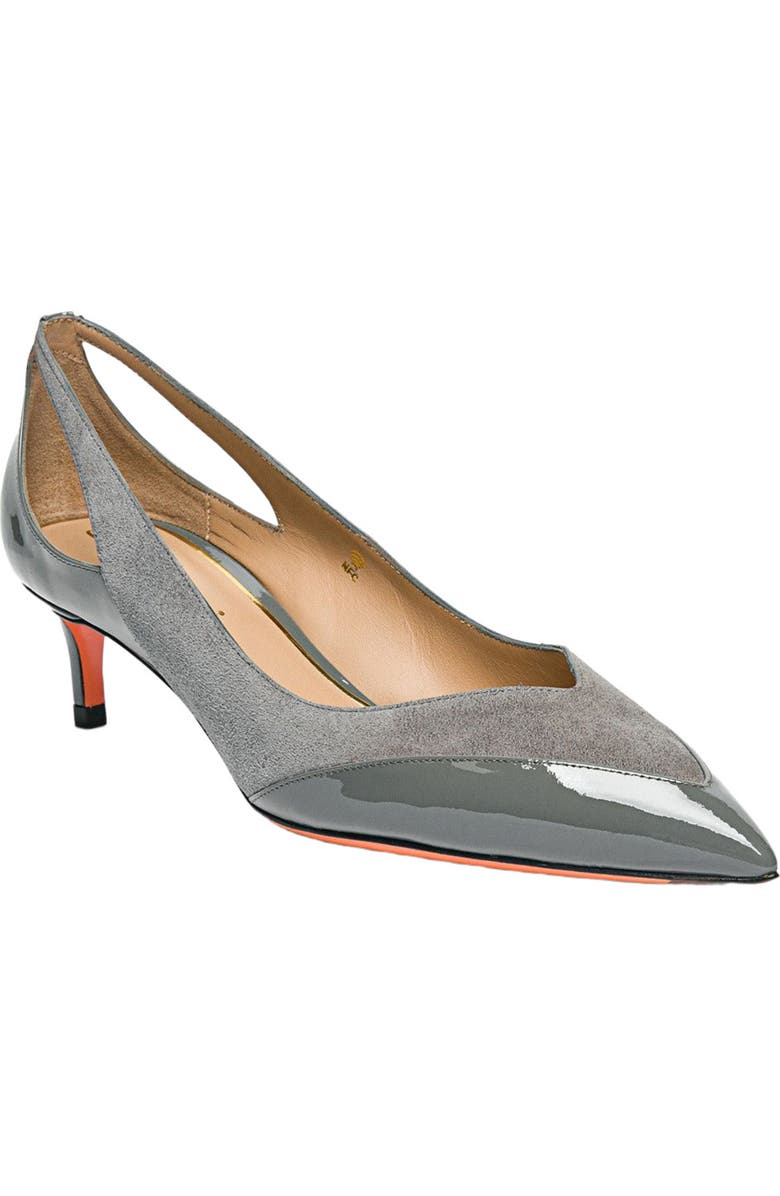 Santoni Women's kitten heel pump, Alternate, color, Gray
