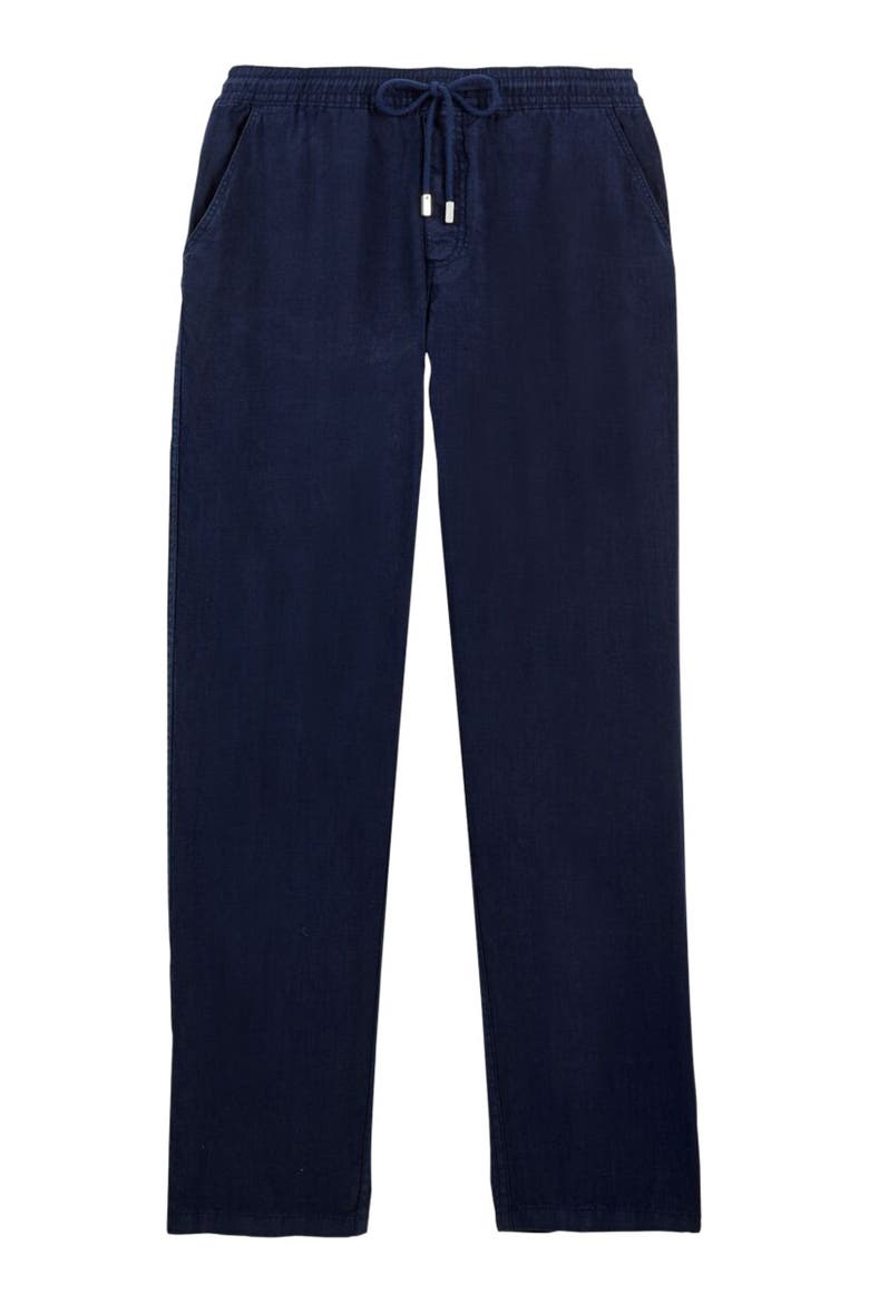 Men's Solid Linen Pants, Main, color, NAVY