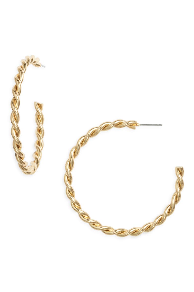 Twisted Hoop Earrings, Main, color, GOLD