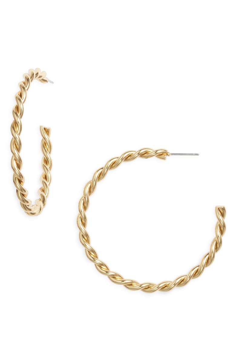 FRASIER STERLING Twisted Hoop Earrings, Main, color, Gold