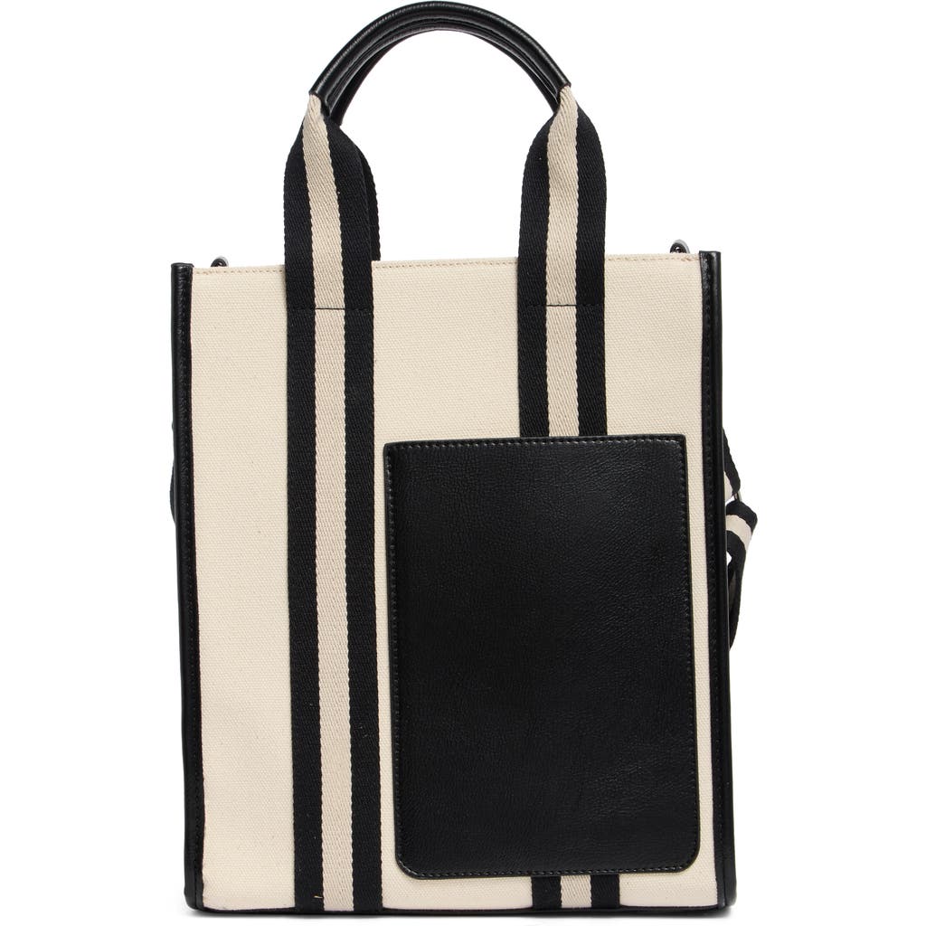 Bcbg Contrast Pocket Mini Tote Bag In Natural Black
