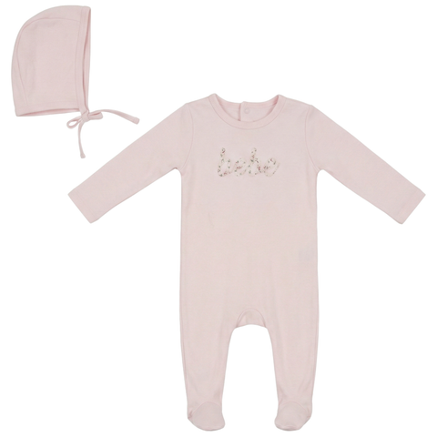 Embroidered Footed Romper Layette Set with Bonnet (Baby)