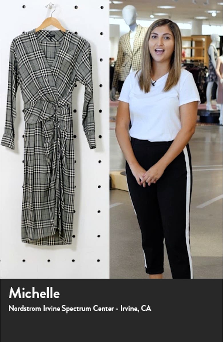 Amber Plaid Front Twist Long Sleeve Midi Dress, sales video thumbnail
