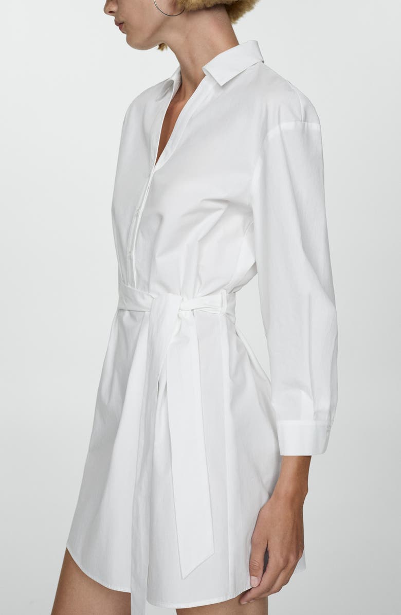 MANGO Tie Belt Long Sleeve Shirtdress, Alternate, color, 