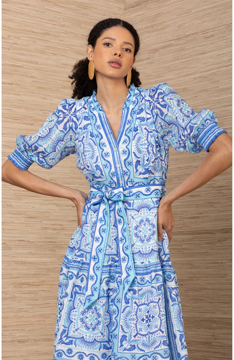 Hale Bob Bess Linen Dress, Alternate, color, Blue