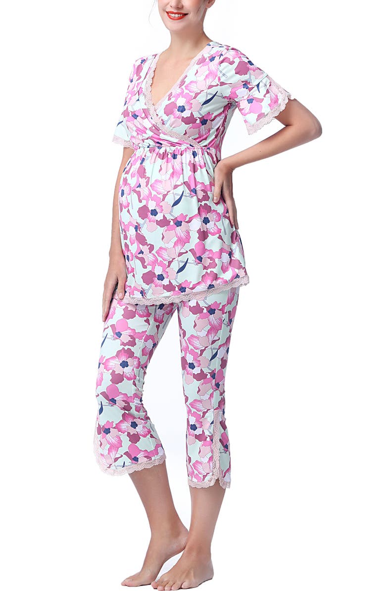 Kimi & Kai Koi Maternity Nursing 2-Piece Pajama Set, Alternate, color, Parfait Pink