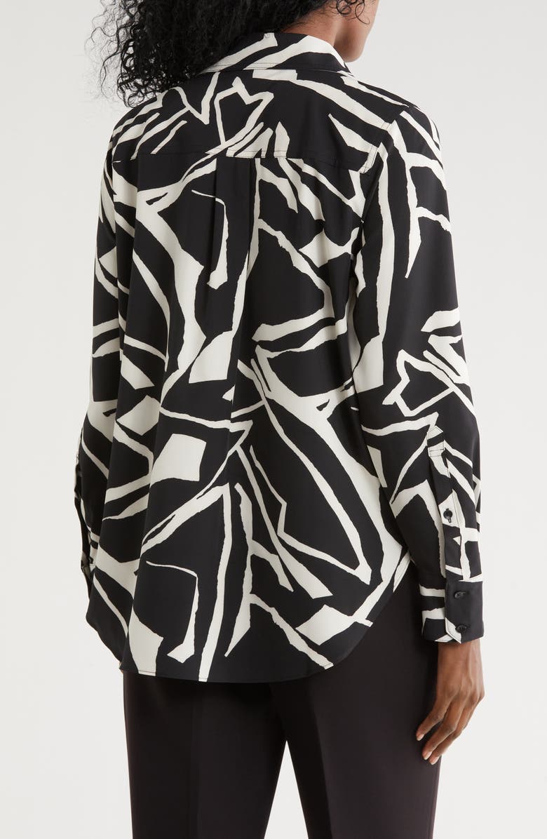 DKNY Collared Button-Up Shirt, Alternate, color, Black/ Coconut