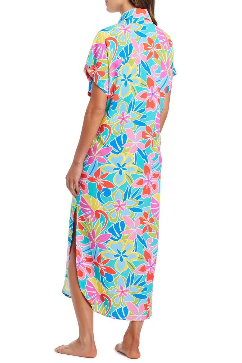Short Sleeve Cover-Up Dress, Alternate, color, AQUA FRESCA