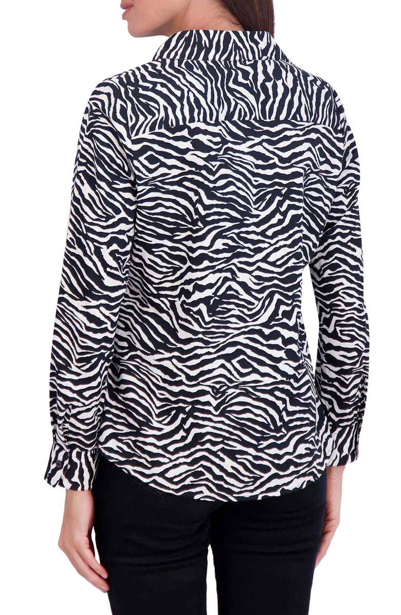 Foxcroft Mary Zebra Print Cotton Button-Up Shirt, Alternate, color,