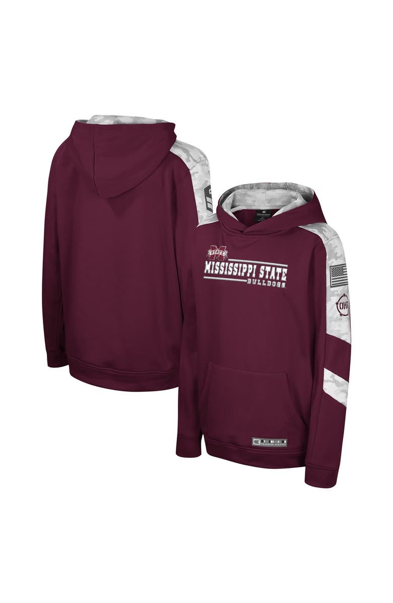 COLOSSEUM Youth Colosseum Maroon Mississippi State Bulldogs OHT Military Appreciation Cyclone Digital Camo Pullover Hoodie, Alternate, color, Maroon