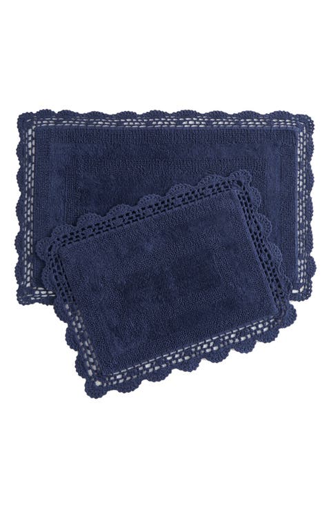Reversible Crochet Cotton 2-Piece Bath Mat Set