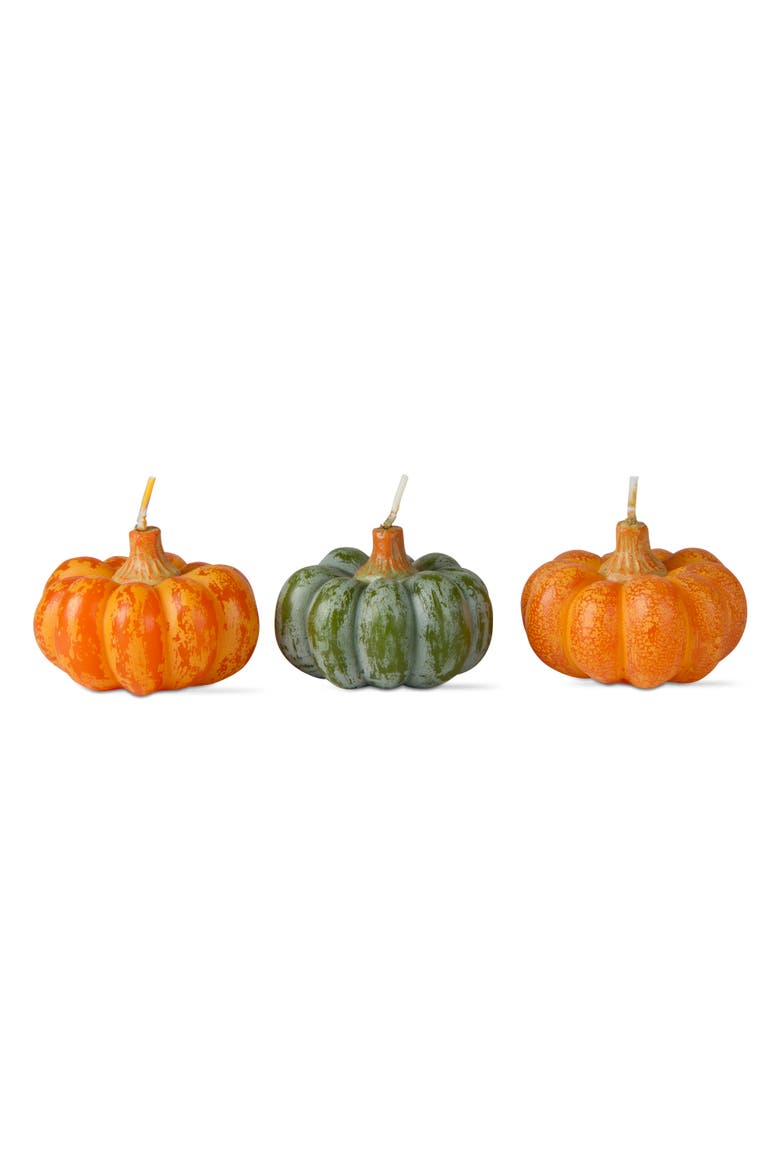 Set of 3 Heirloom Pumpkin Candles, Main, color, Orange