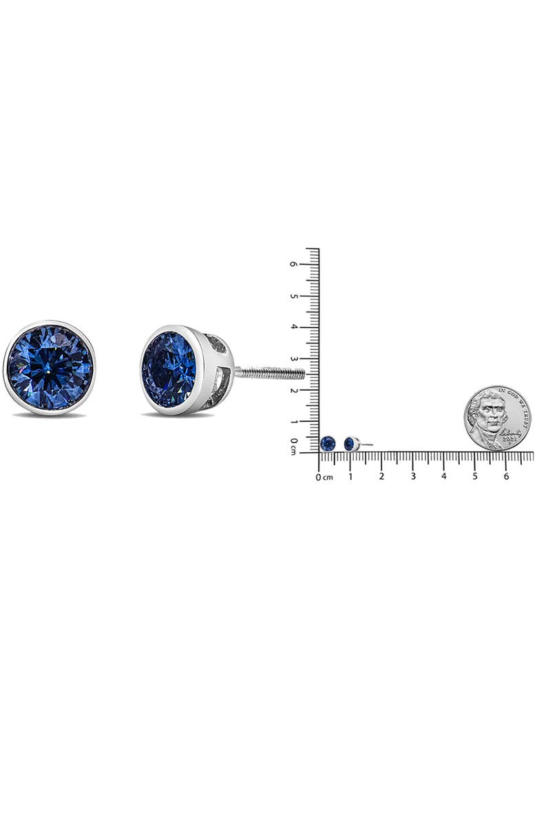 Haus of Brilliance 14K White Gold 1.0 Cttw Blue Lab Grown Diamond Screw-Back Classic Bezel Solitaire Stud Earrings, Alternate, color, White Gold
