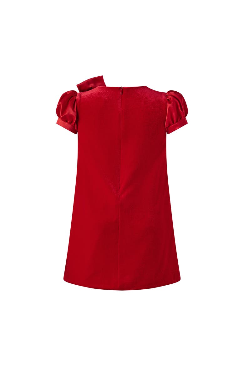 Red Satin Bow Velvet Dress, Alternate, color, Red