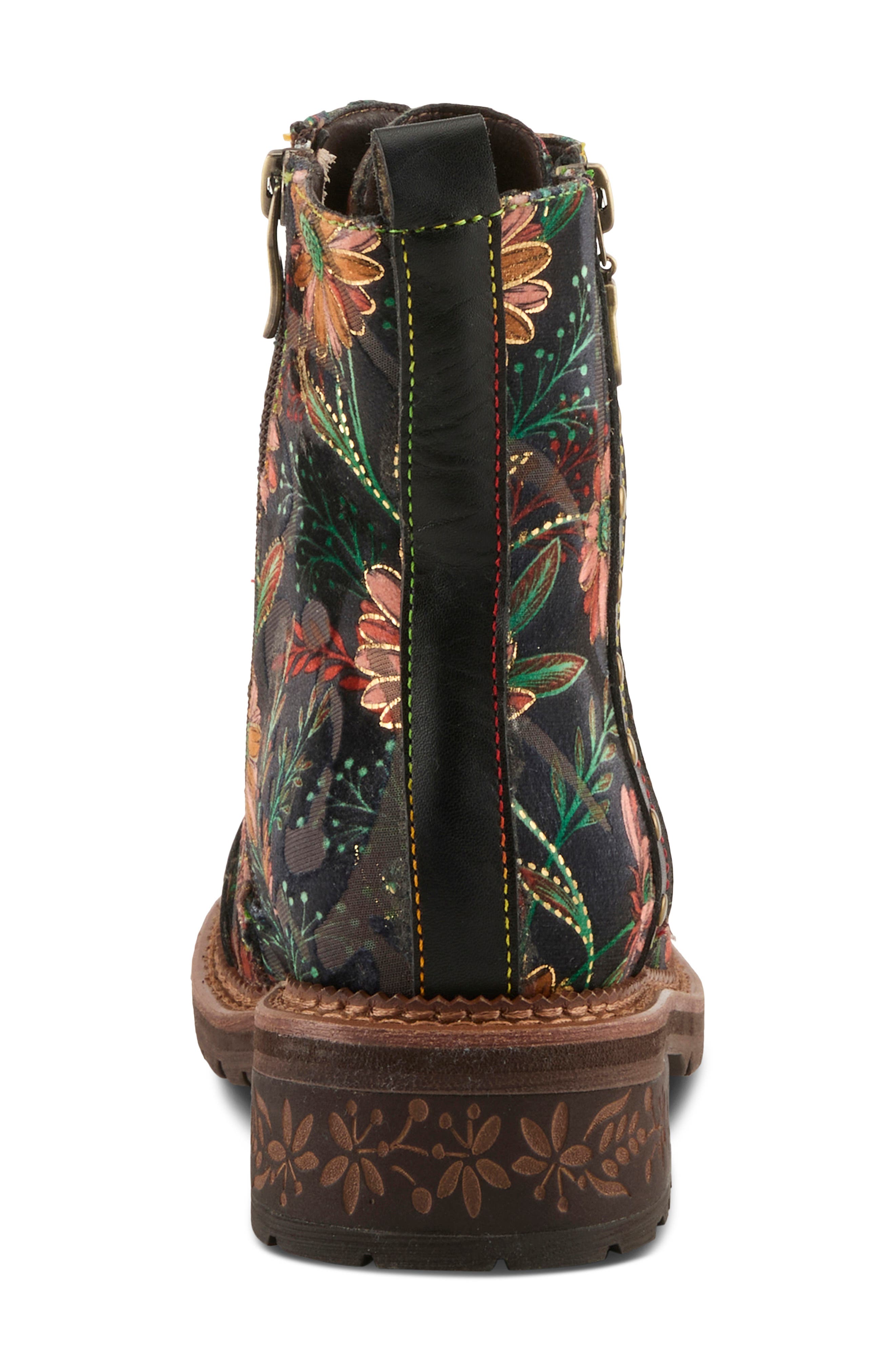 L'Artiste by Spring Step Cordea Floral Lace-Up Boot, Alternate, color, Black Multi