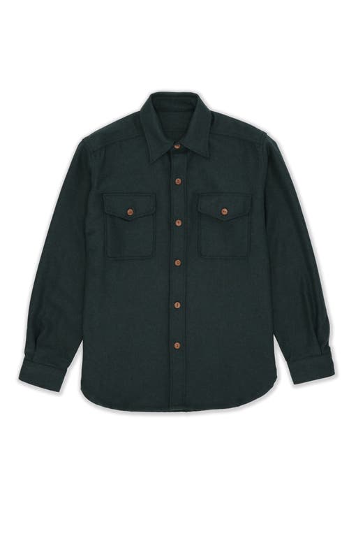 Fortela Cpo Flannel Wool Overshirt In Blue