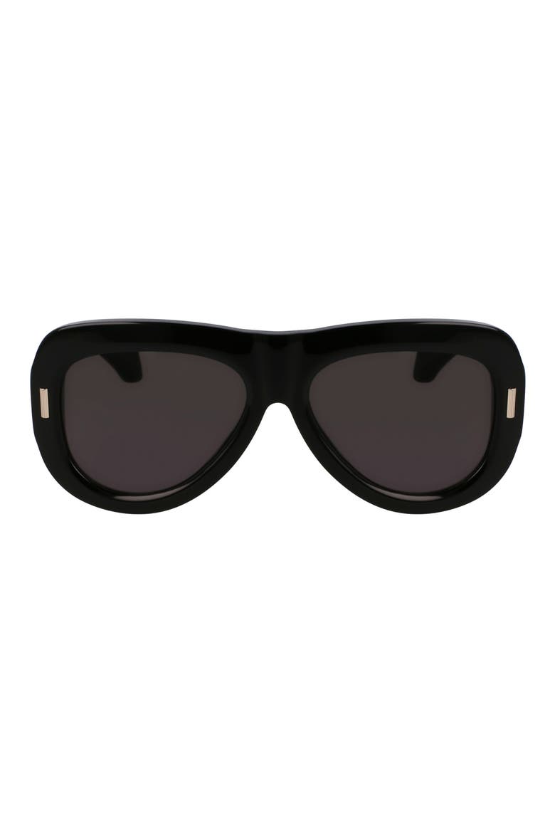 Rivets 57mm Aviator Sunglasses, Main, color, BLACK