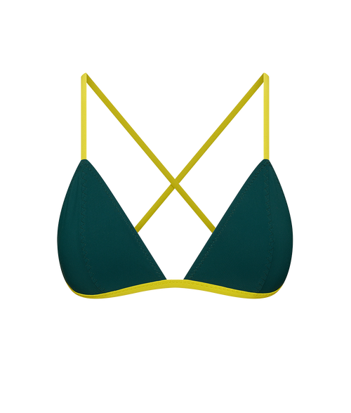 Ansea The Reversible Triangle Top In Chartreuse/forest