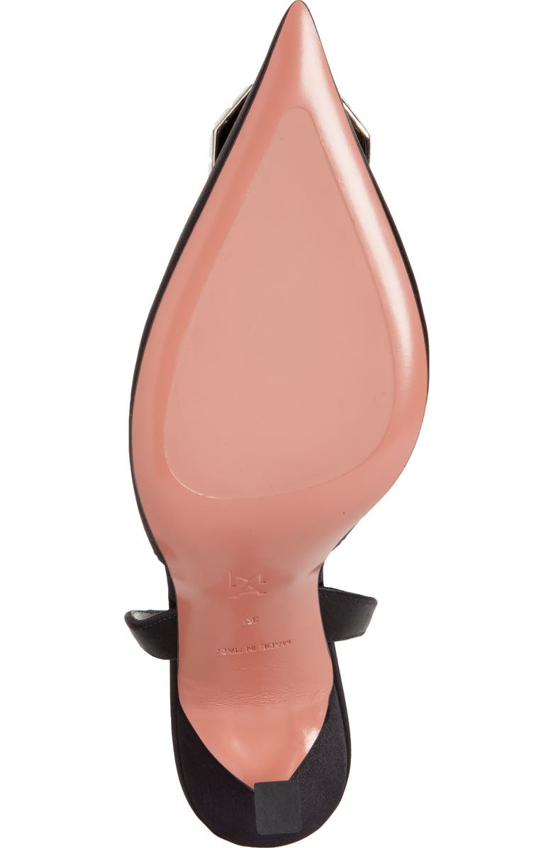 Amina Muaddi Camelia Crystal Buckle Satin Slingback Pump, Alternate, color,
