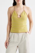 DELUC Patmos Stripe Crop Cotton Blend Top