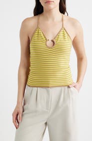 DELUC Patmos Stripe Crop Cotton Blend Top