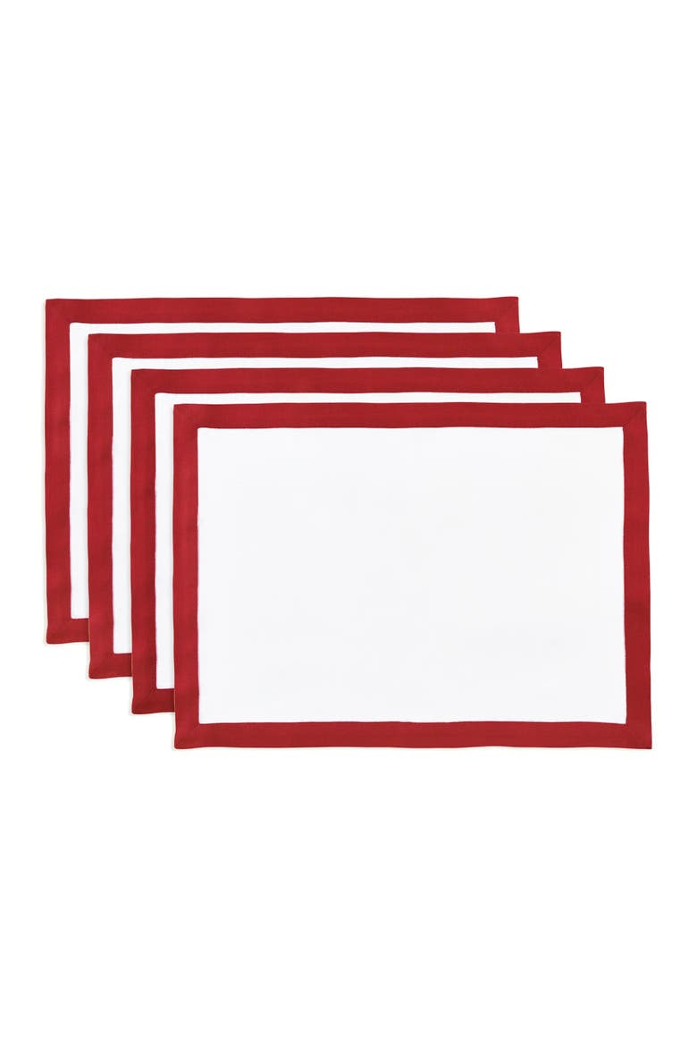 Linen Placemats Set of 4, 14 x 19" - Classic, Main, color, Red and White