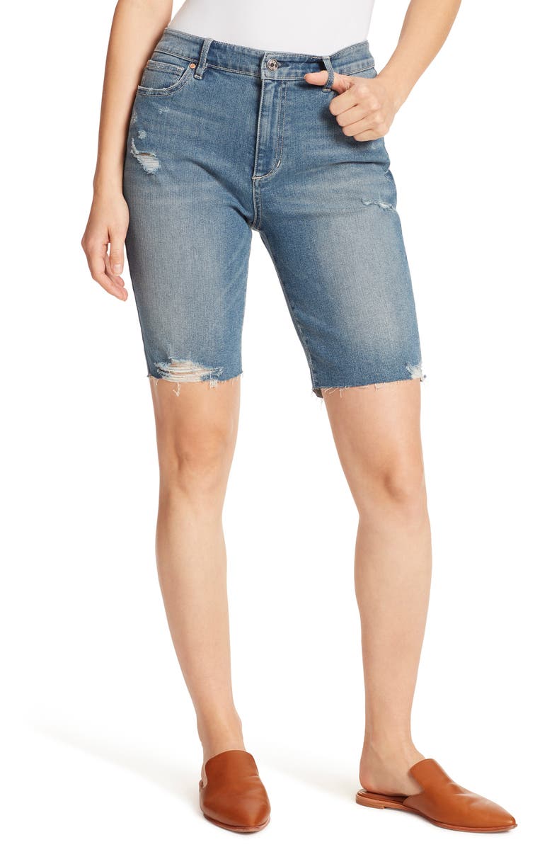 Ella Moss Distressed Denim Bermuda Shorts, Main, color, 