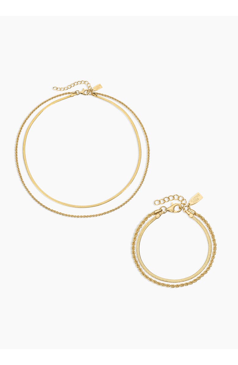 Electric Picks Twice As Nice Necklace and Bracelet Set of 2, Main, color, Gold