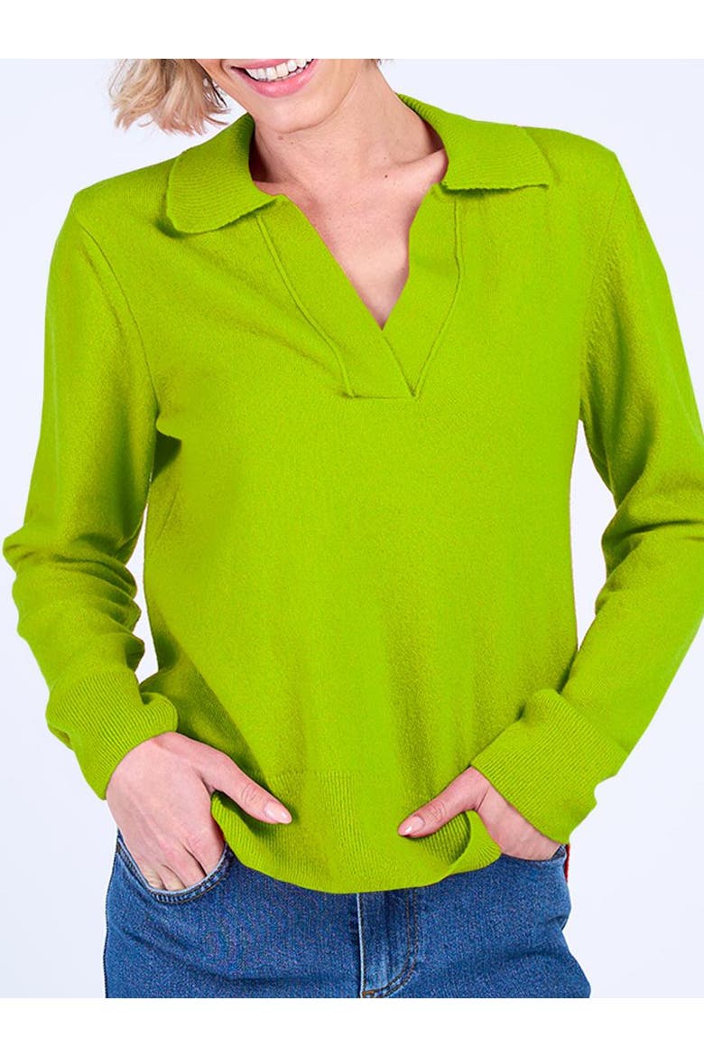 Long Sleeve Collared V-Neck Sweater, Alternate, color, Parrot Green