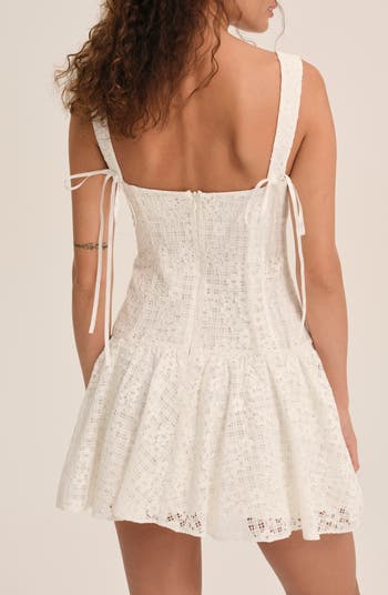 Docila Lace & Pintuck Detail Cotton Minidress