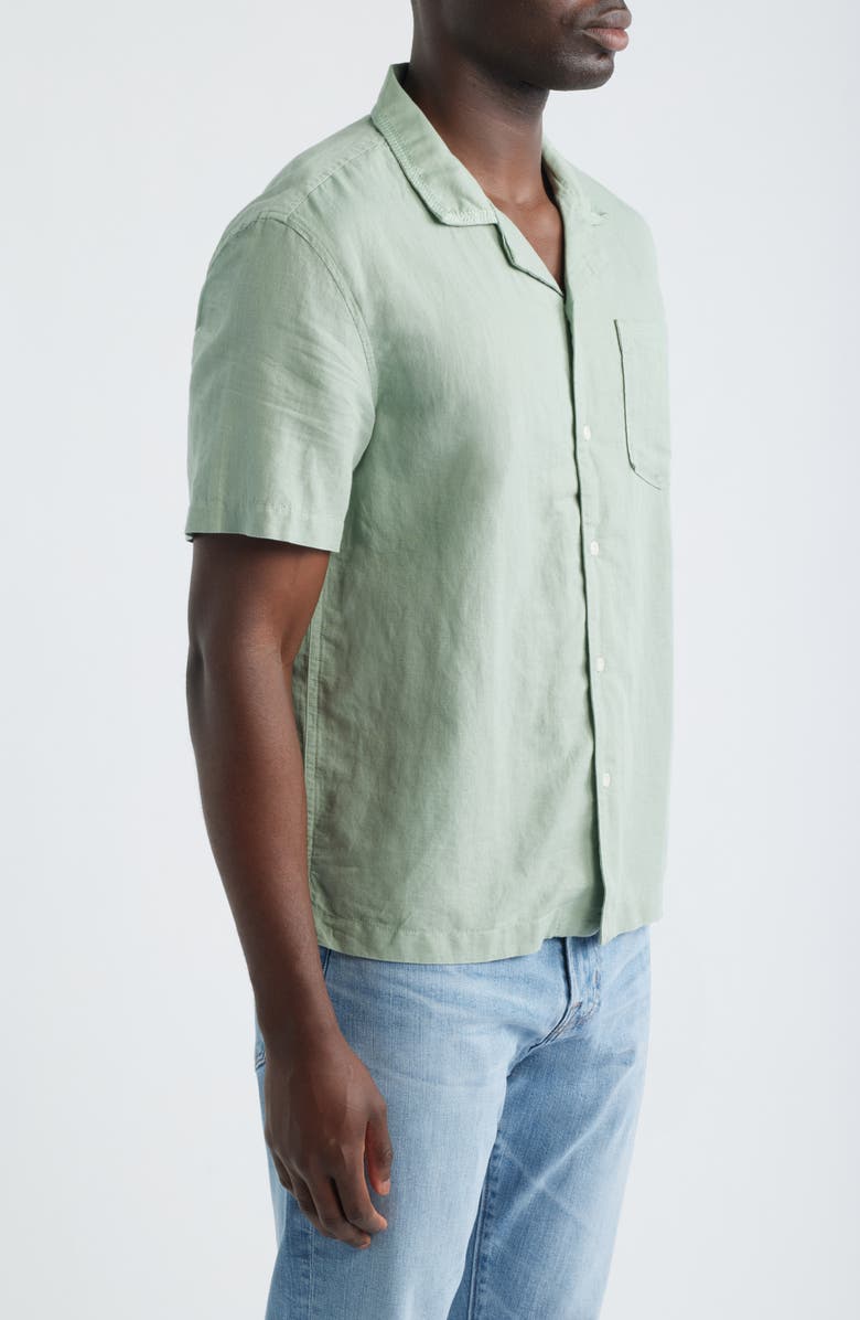 AG Foster Linen & Cotton Camp Shirt, Alternate, color, Faded Moss