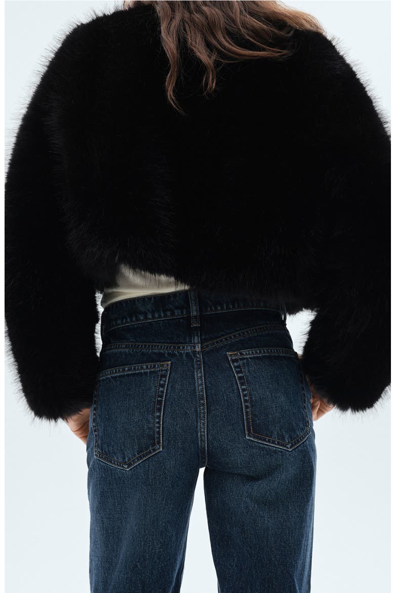 Boleta Faux Fur Crop Jacket, Alternate, color, BLACK