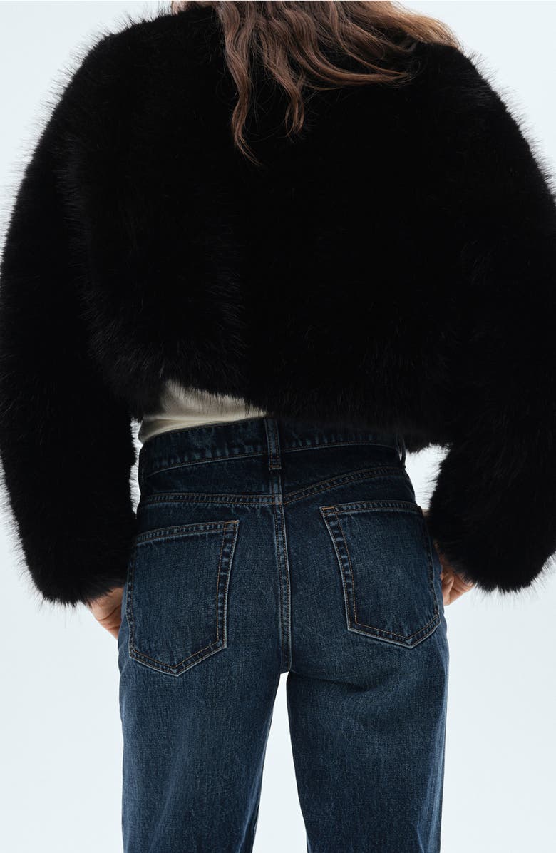 MANGO Boleta Faux Fur Crop Jacket, Alternate, color, Black