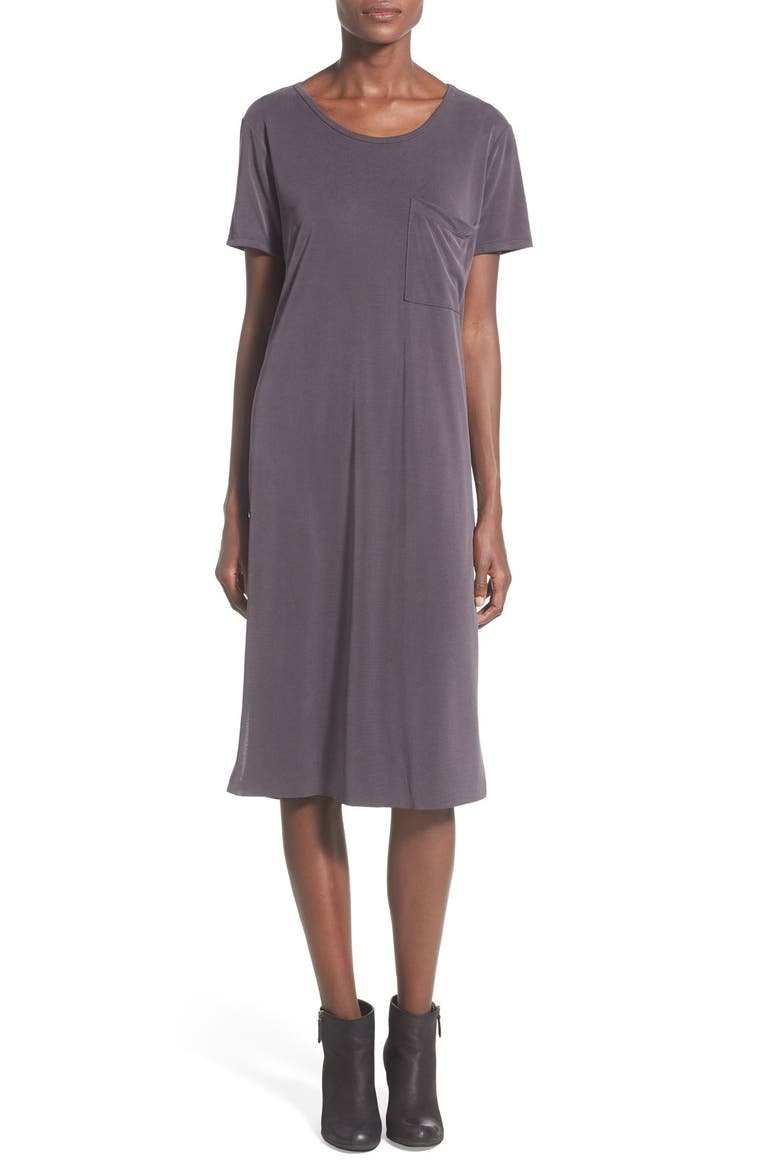 Pocket Midi Dress, Main, color, CHARCOAL