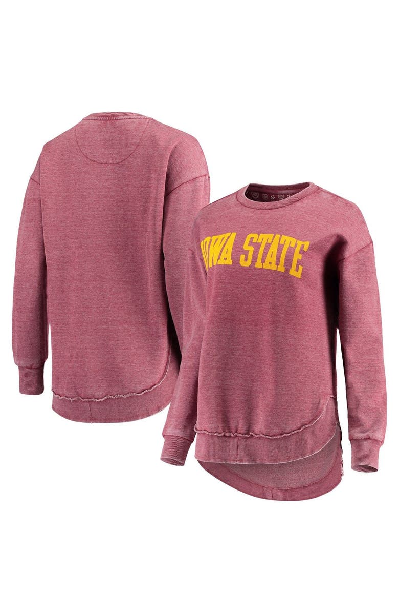 PRESSBOX Women's Pressbox Cardinal Iowa State Cyclones Vintage Wash Pullover Sweatshirt, Main, color, Cardinal