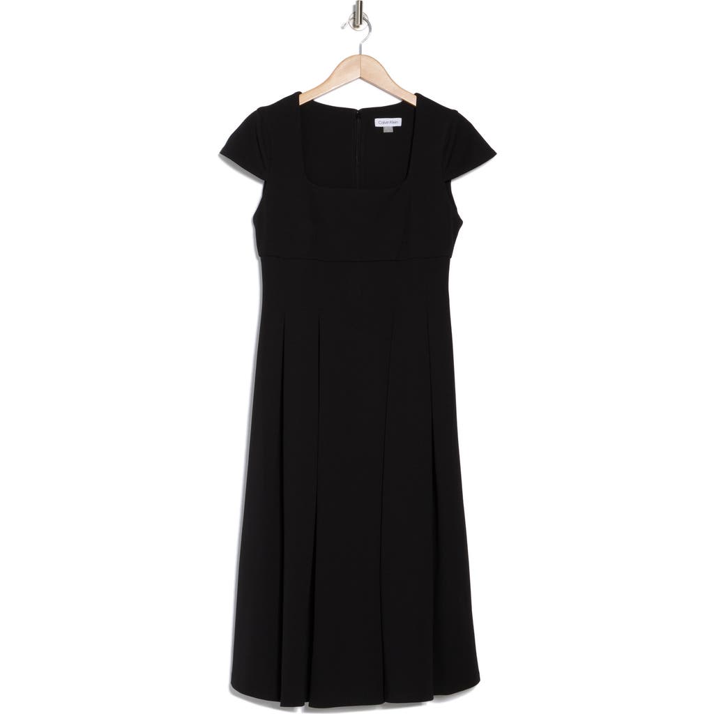 Calvin Klein Short Sleeve Midi Fit & Flare Dress