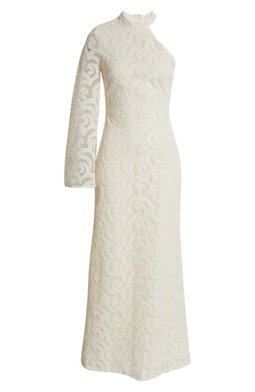 Sonya Moda Salwa One-shoulder Lace Gown In Creme