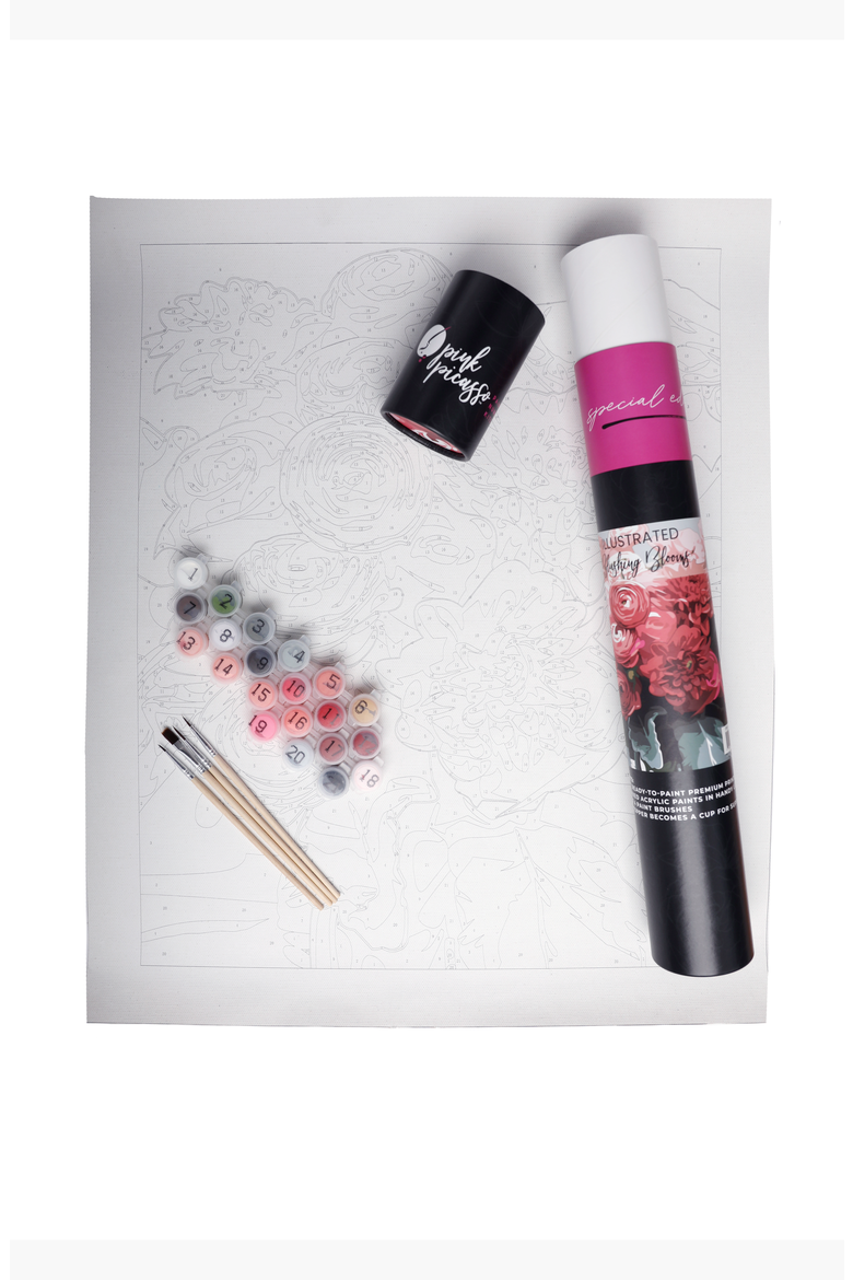 Blushing Blooms Special Edition Illustrated Paint by Numbers Kit, Alternate, color, Pink