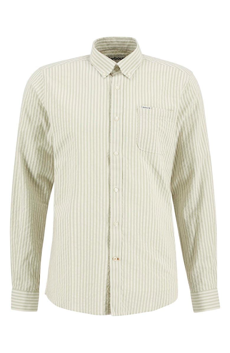Barbour Cresswell Stripe Cotton Seersucker Button-Down Shirt, Alternate, color, Sea Green