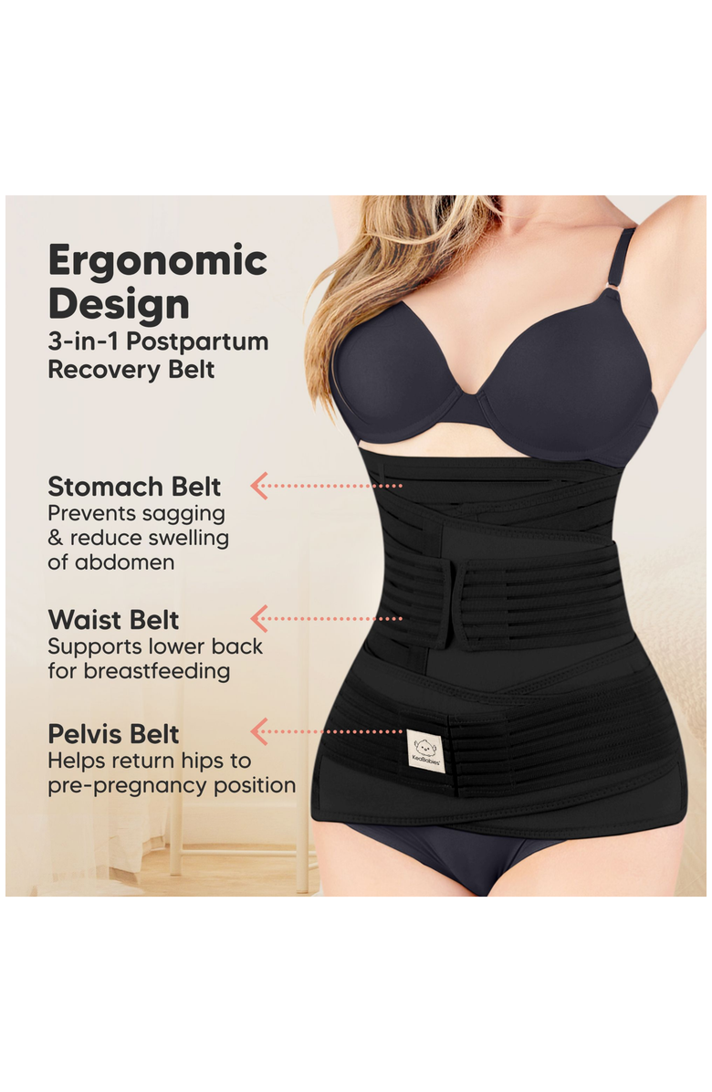 KeaBabies Revive 3-in-1 Postpartum Recovery Support Belt, Alternate, color, Midnight Black