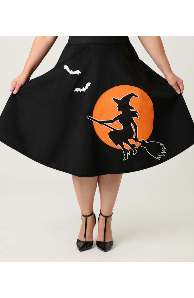 Unique Vintage Plus Size High Waist Soda Shop Swing Skirt, Alternate, color, Black Print