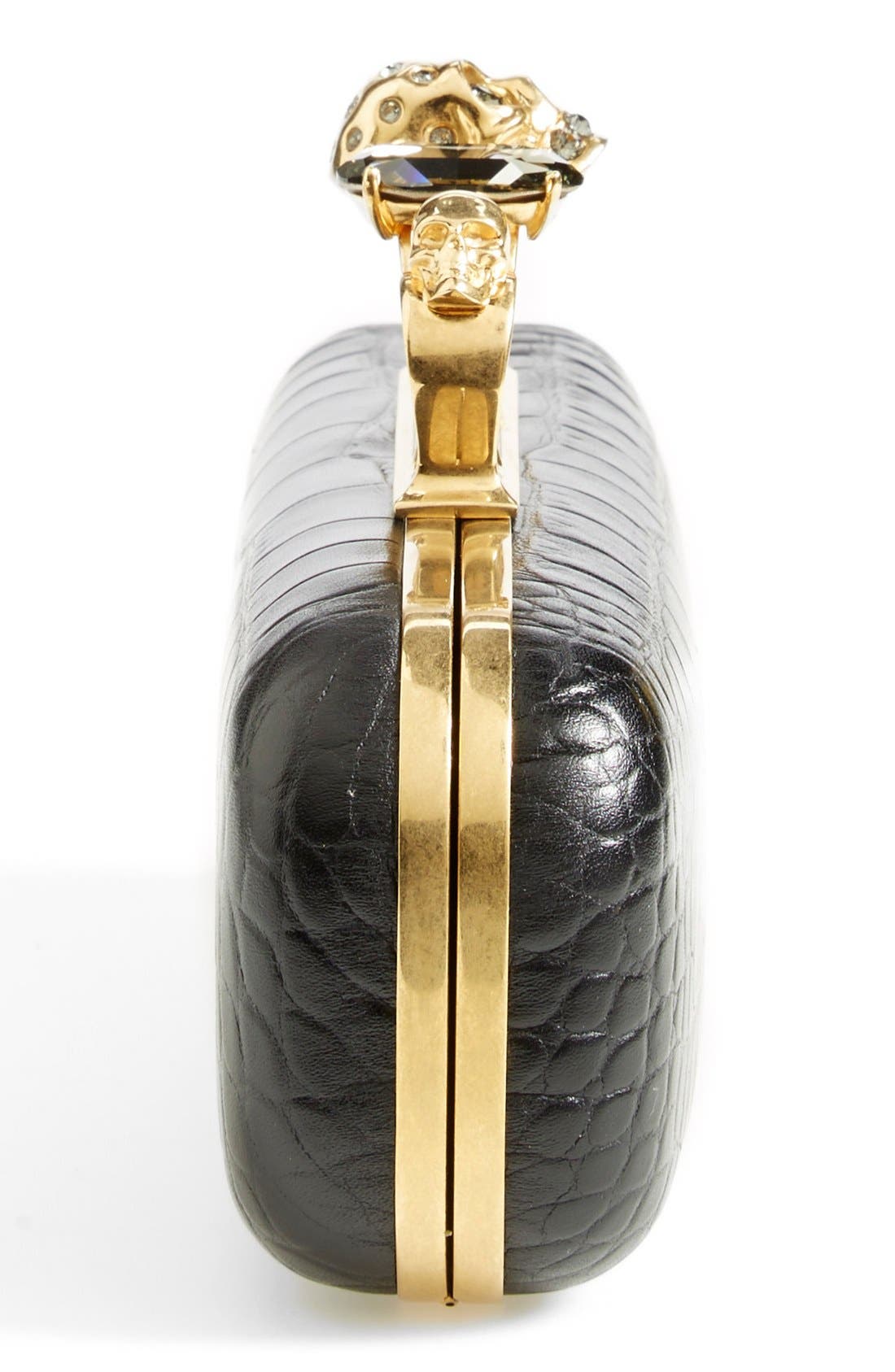 Alexander McQueen 'Knuckle Box' Clutch, Alternate, color, BLACK