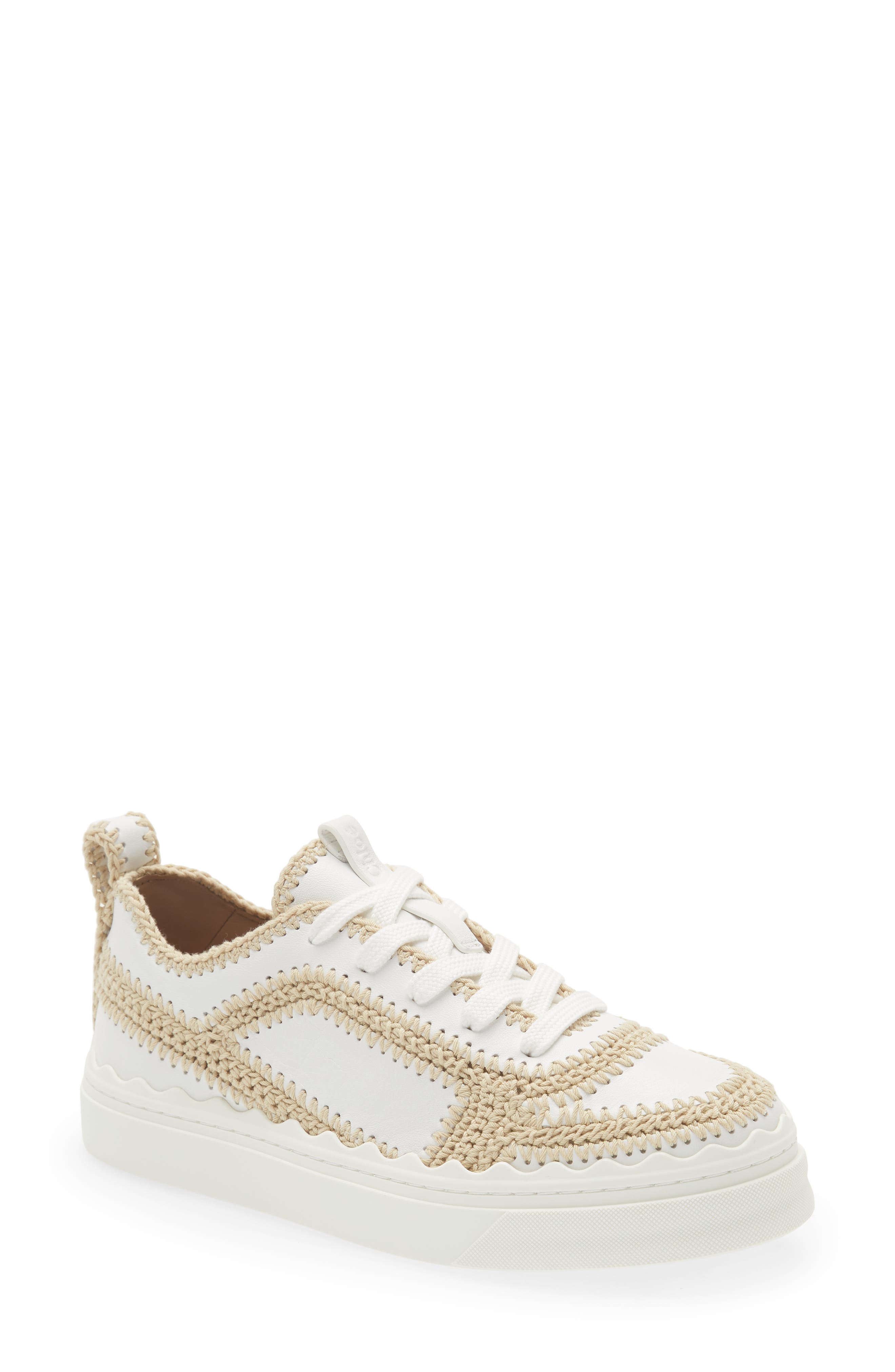 Chloé Lauren Crochet Trim Sneaker, Main, color, 