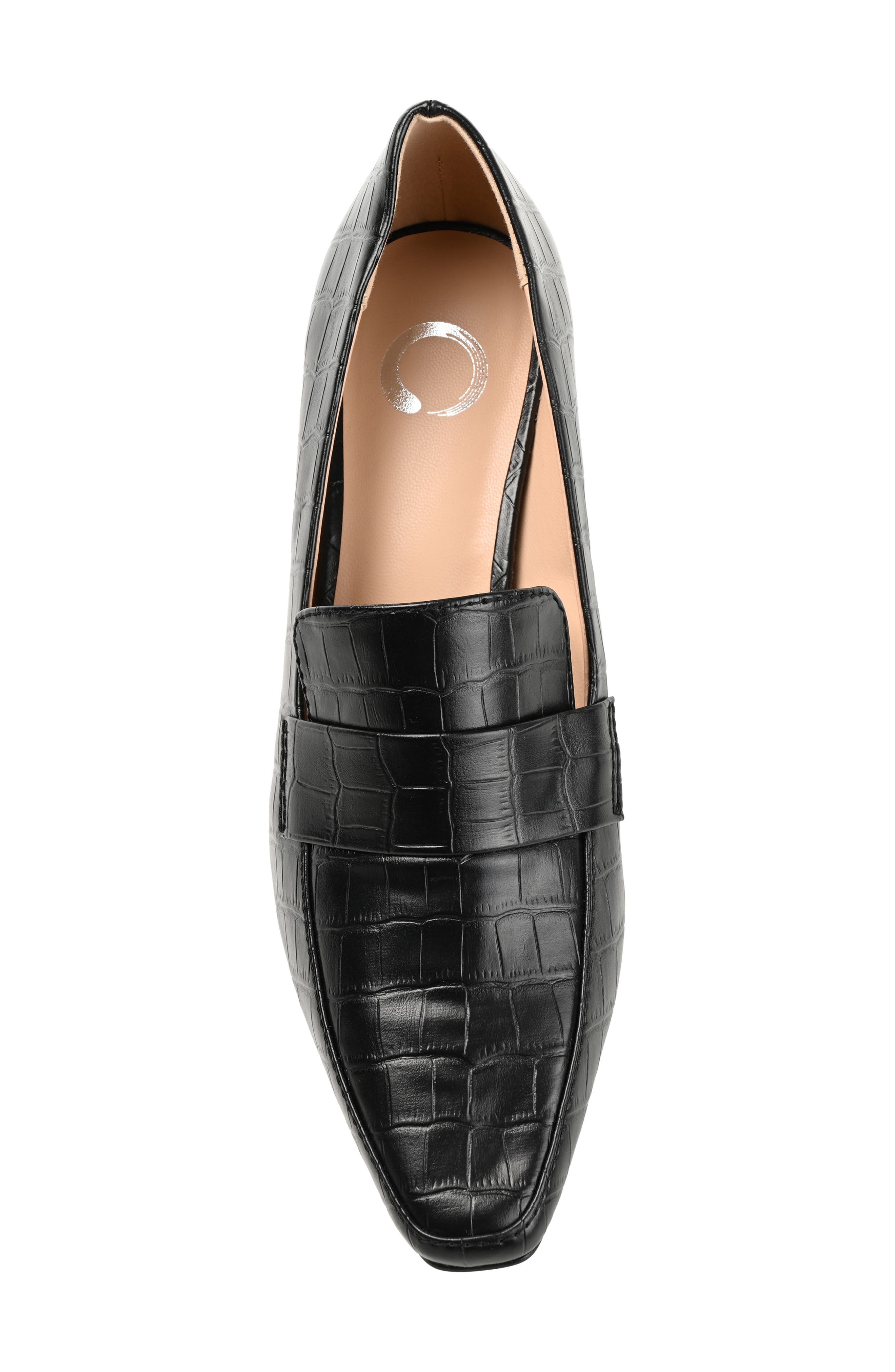 Journee Collection Celina Croc Embossed Loafer Pump - Wide Width Available, Alternate, color, Black