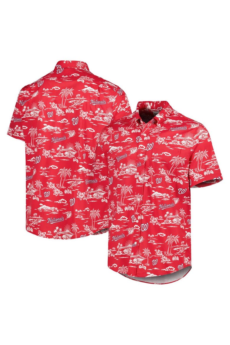 Men's Reyn Spooner Red Washington Nationals Kekai Performance Button-Up Shirt, Alternate, color, Navy
