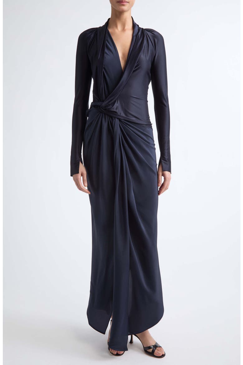 Lea Twist Front Jersey Midi Dress, Main, color, NAVY