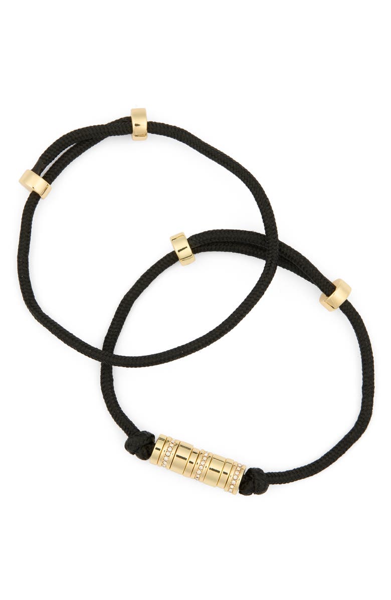 Leith Set of 2 Rondelle Adjustable Bracelets, Alternate, color, Black- Clear- Gold