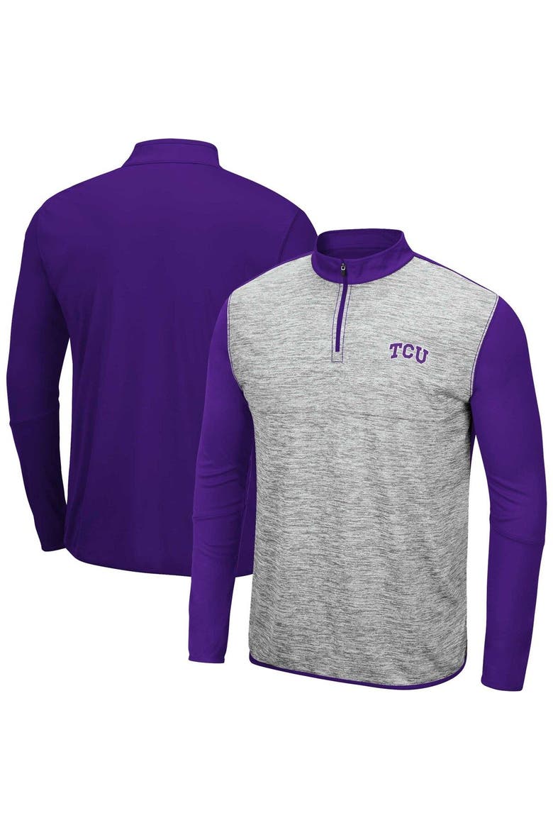 Men's Colosseum Heather Gray/Purple TCU Horned Frogs Prospect Quarter-Zip Jacket, Main, color, Heather Gray