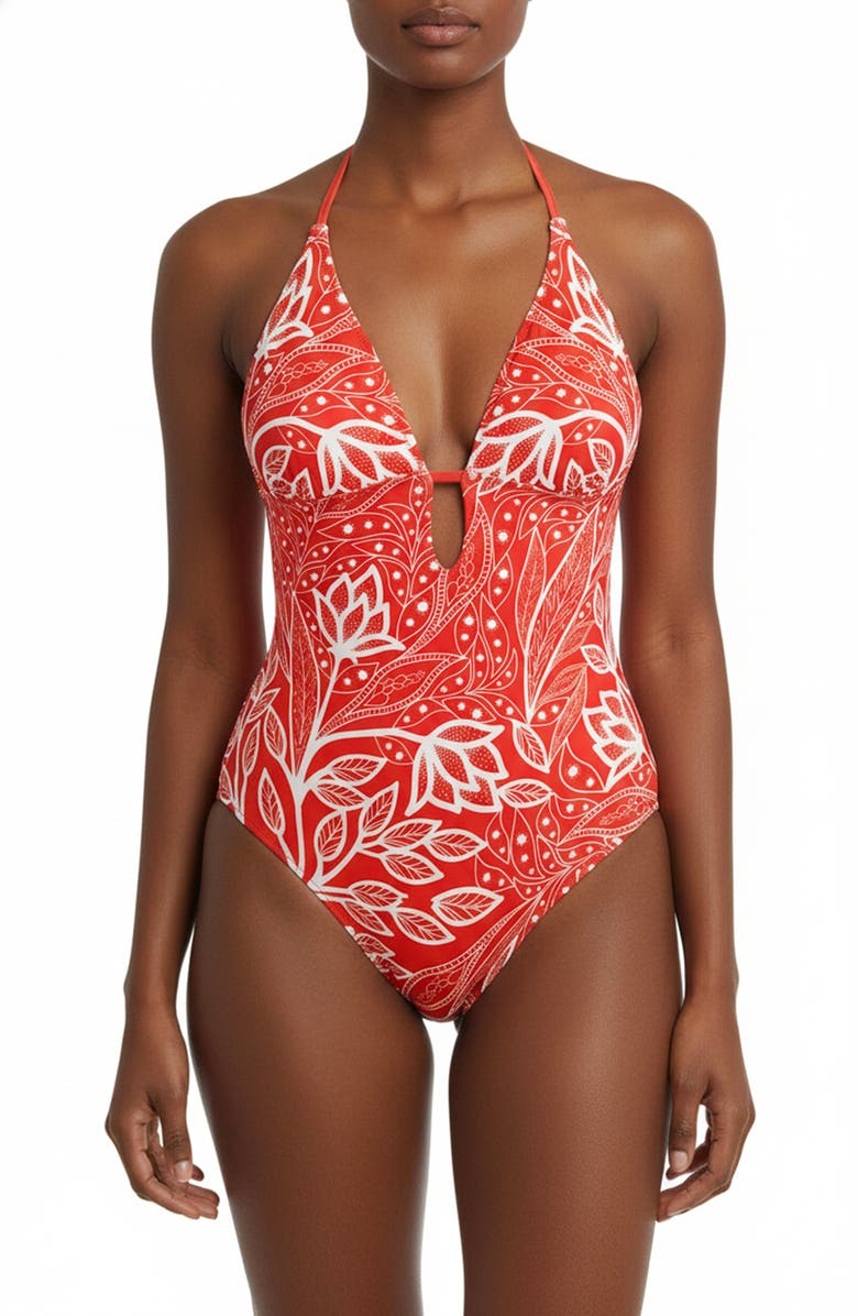 Jessie Zhao New York Ember Reversible One Piece Swimsuit, Alternate, color, Red