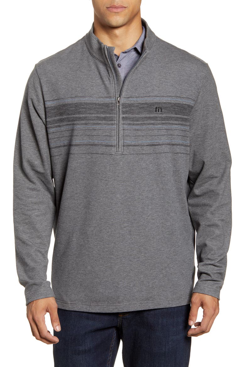 Transitions Stripe Half Zip Pullover, Main, color, HEATHER DARK SHADOW